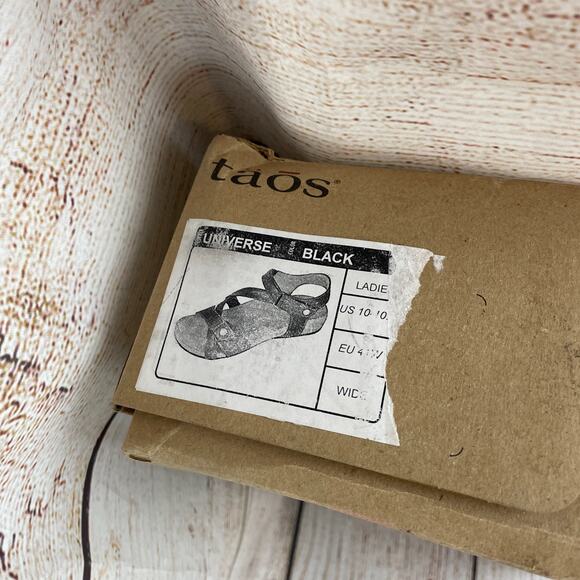 Taos Universe Womens EU 41 US 10-10.5 Sandals Black Leather Footbed - Picture 11 of 11